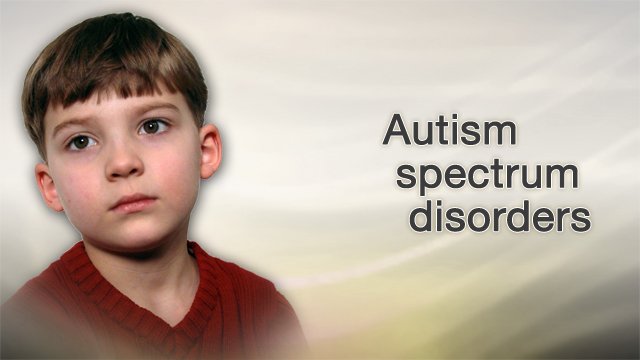 A young child with a serious expression, accompanied by the text "Autism Spectrum Disorders," symbolizing the understanding and treatment of ASD.