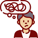 Icon representing confusion and difficulty processing thoughts