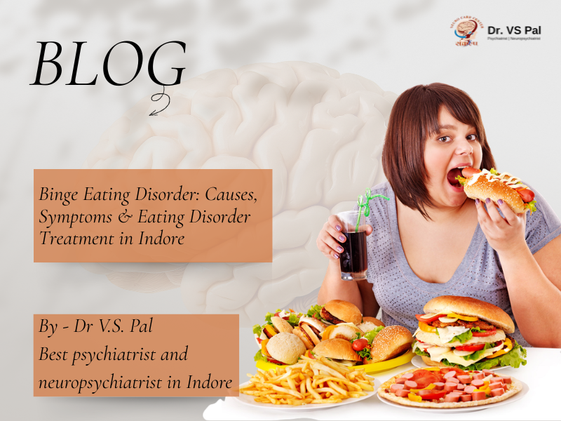 Woman overeating fast food illustrating binge eating disorder and the need for Eating Disorder Treatment in Indore